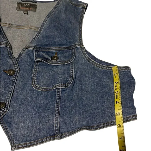 Torrid Denim Button-up Short Vest Women 4X Blue Pockets Distressed Western Rodeo - Picture 9 of 14
